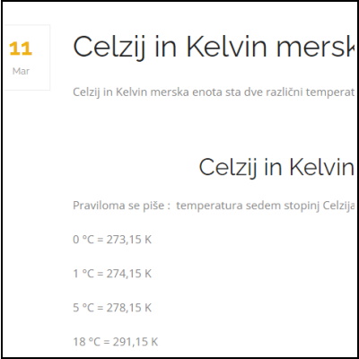 Celzij in Kelvin merska enota